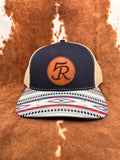 5R Sewn Leather Patch Blue Denim Blue Bill Aztec Bill Trucker