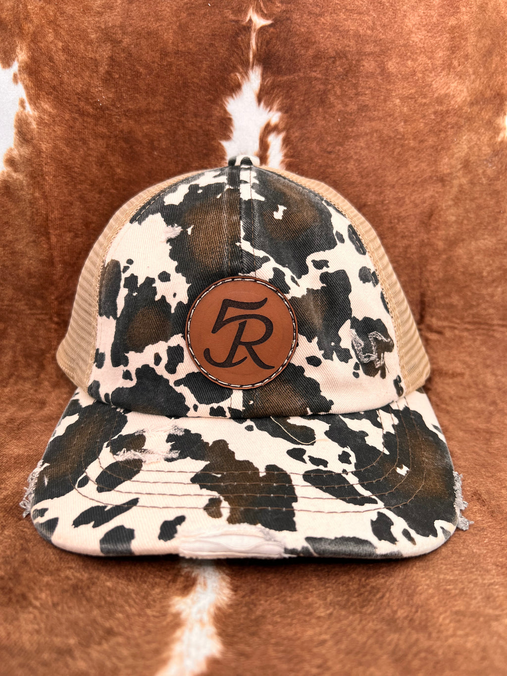 Cow Print Pony Tan Mesh