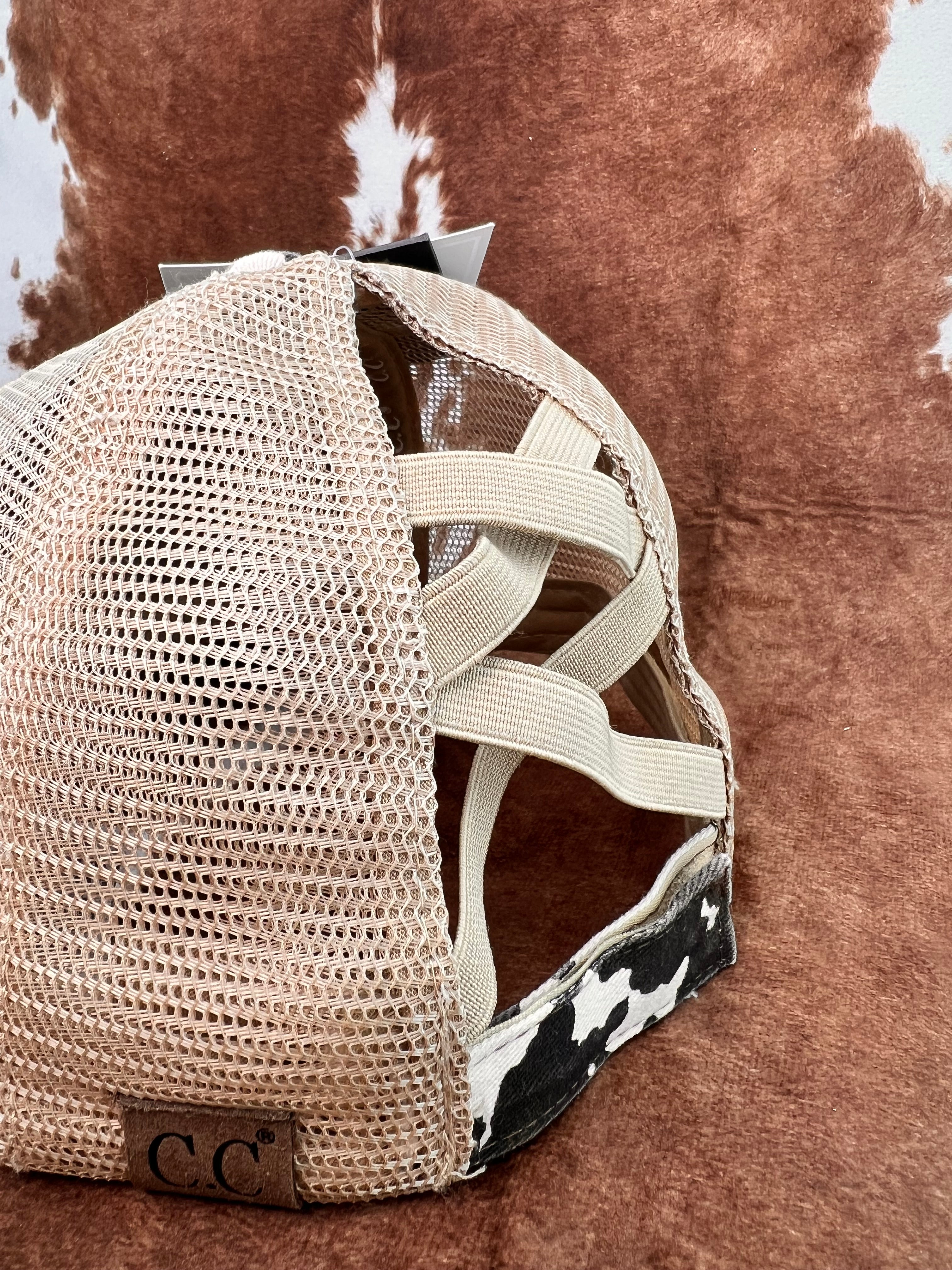 Cow Print Pony Tan Mesh