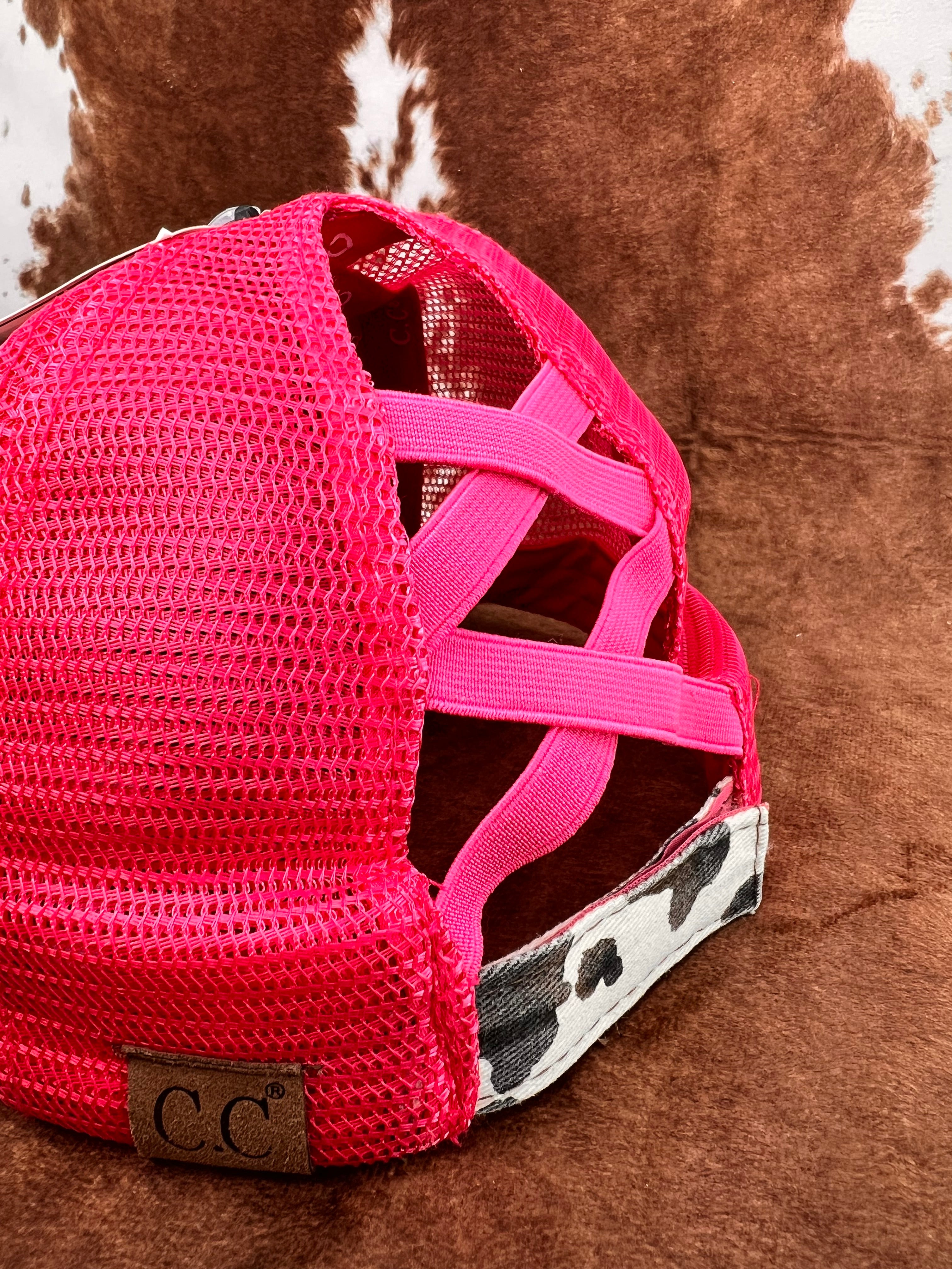 Cow Print Pony Pink Mesh
